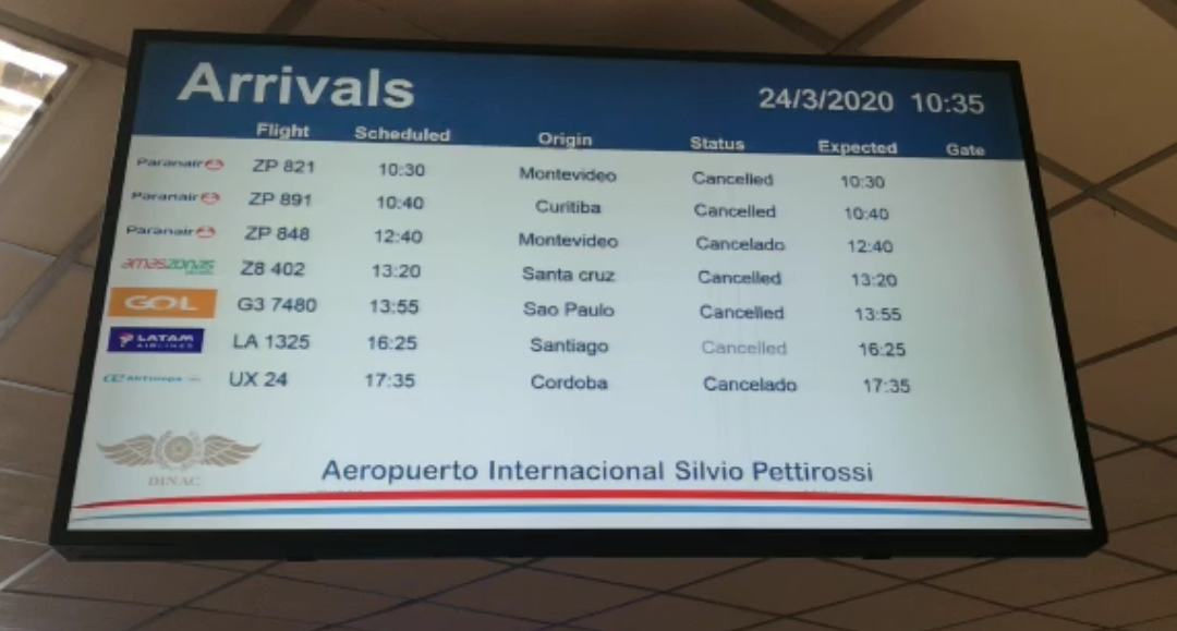 Tras cancelación de vuelos comerciales, así luce el Aeropuerto Silvio Pettirossi