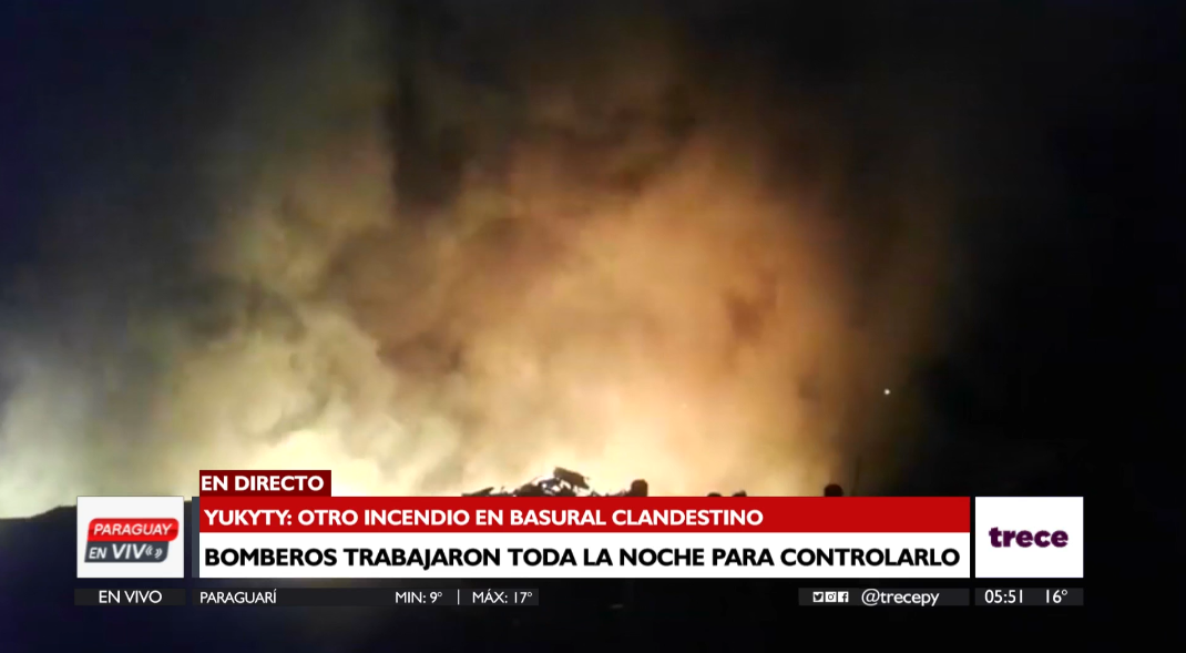 Incendio en vertedero clandestino del Cerro Lambaré