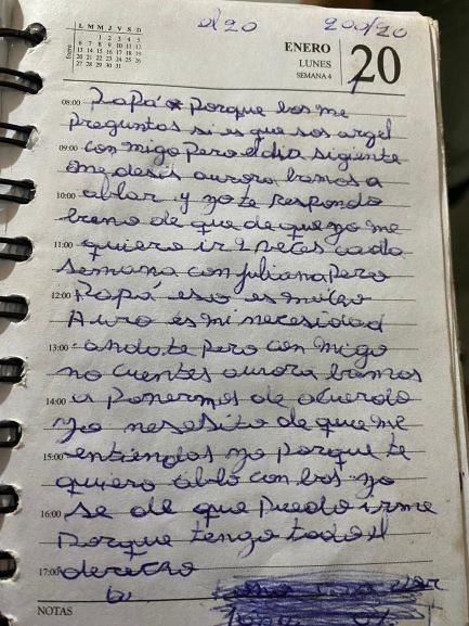 Menor abatida refiere en carta que preferiría no haber nacido