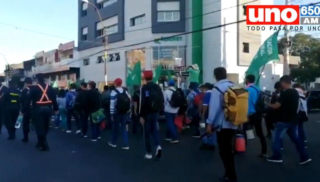 Campesinos marchan en el microcentro de Asunción