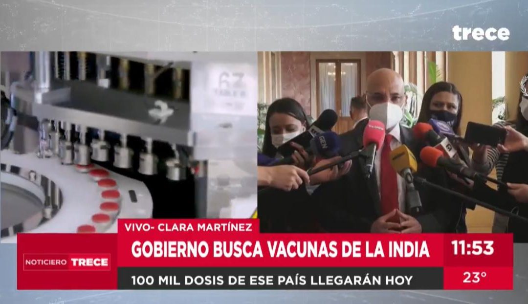 ¡Hoy llegan las 100 mil dosis de Covaxin!