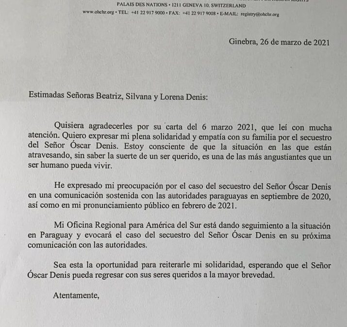 ONU expresa solidaridad con la familia Denis