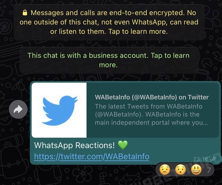 A pasos de Facebook: Podrán reaccionar a mensajes con emojis en WhatsApp