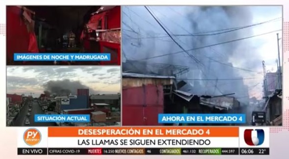 Mercado 4: incontrolable incendio afecta a varios locales
