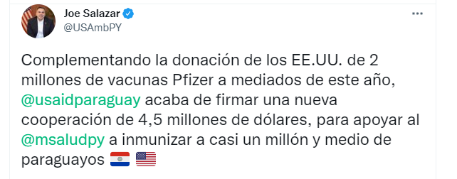 Salud recibirá USD 4,5 millones de EE.UU. para fortalecer campaña de vacunación