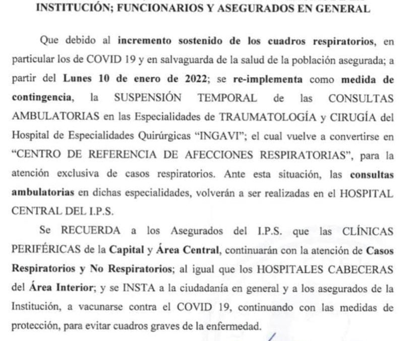 Desde el lunes 10, Inganvi volverá a ser exclusivo para cuadros respiratorios