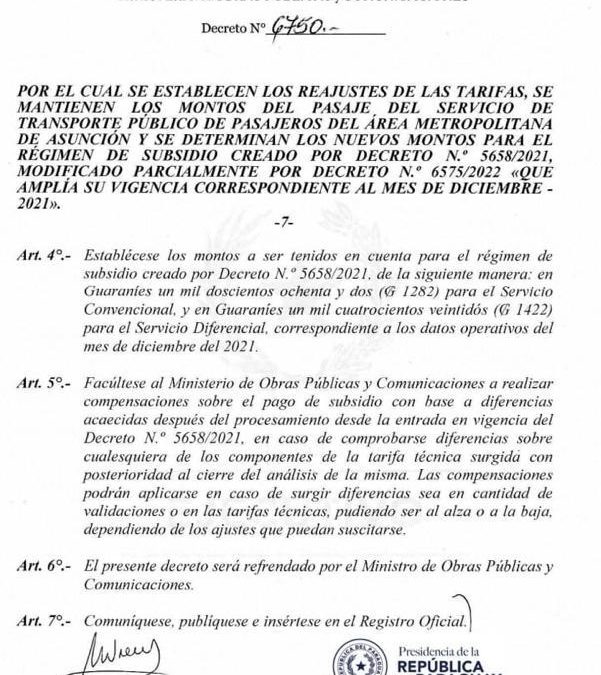 Se mantendrá precio del pasaje, tras aumento de subsidio a transportistas