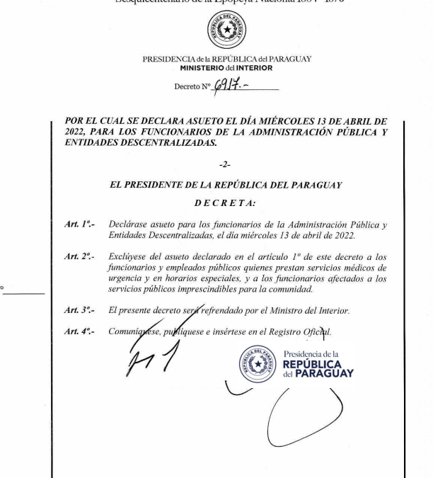 Declaran asueto para funcionarios públicos el miércoles santo