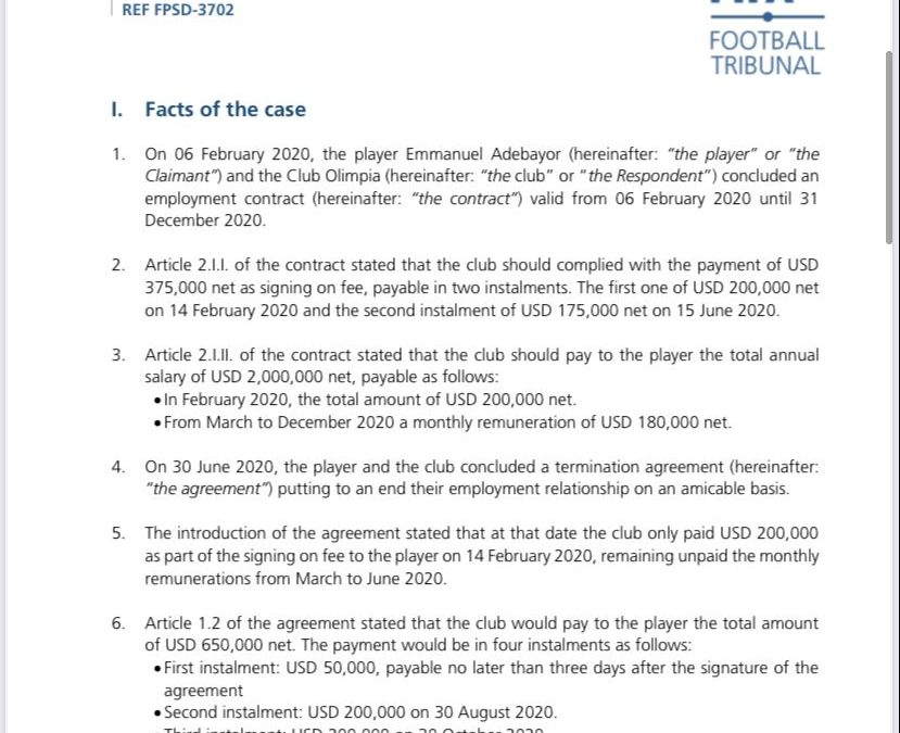 Resoluciones de la FIFA, ante deudas del Olimpia