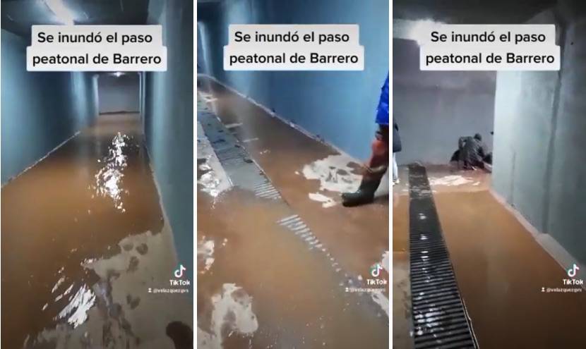 Túnel peatonal de la discordia ya se inundó con la primera lluvia