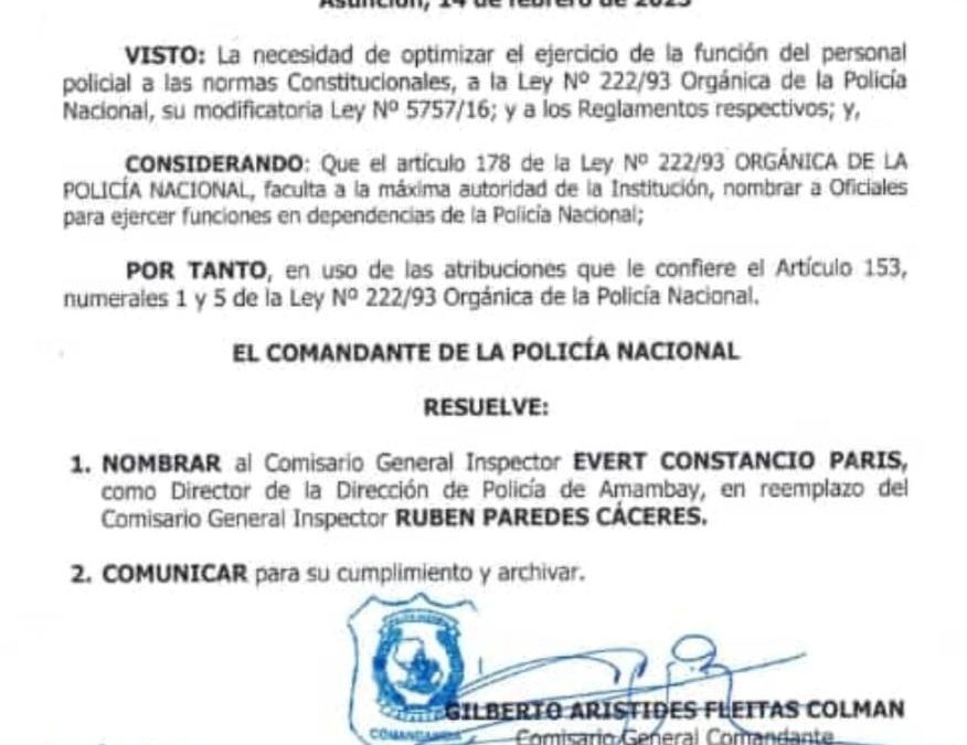 Tras crimen de periodista, cambian a jefe policial de Amambay