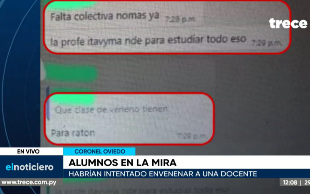 Para evitar examen: Alumnos plantearon envenenar a docente en Coronel Oviedo