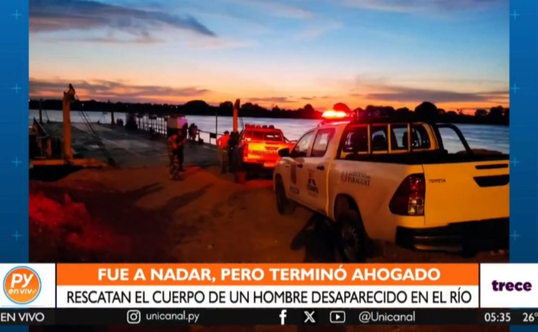 Hallan sin vida a hombre desaparecido en río Paraguay
