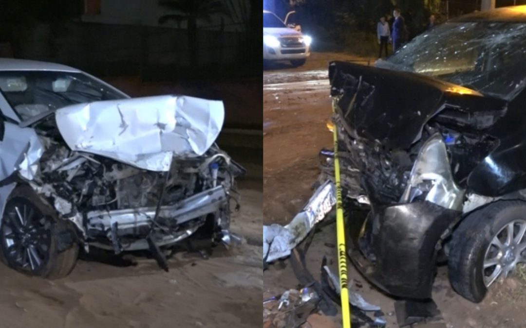 Dos heridos tras violento choque frontal y vuelco en Luque