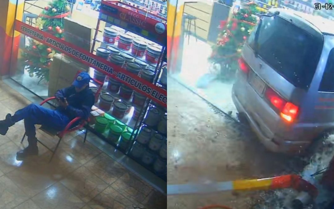 Conductor ebrio atropella local y casi mata a guardia de seguridad