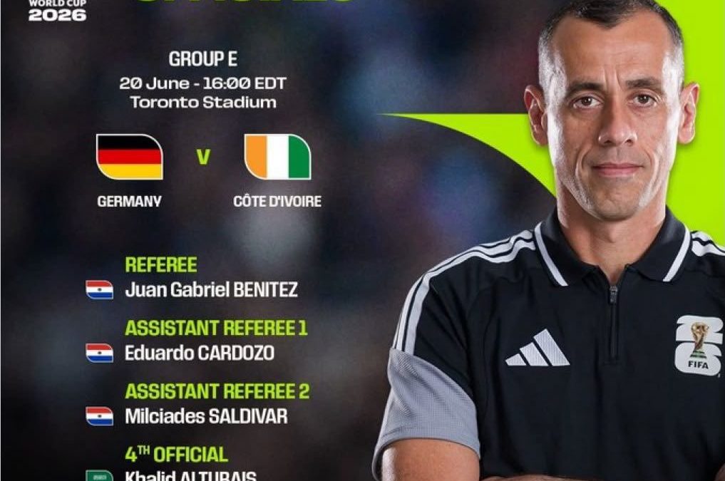 Alemania vs. Costa de Marfil, el duelo que tendrá a Juan Gabriel Benítez como árbitro principal