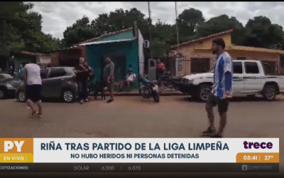 Cascos azules intervinieron en riña entre hinchas de la Liga Limpeña